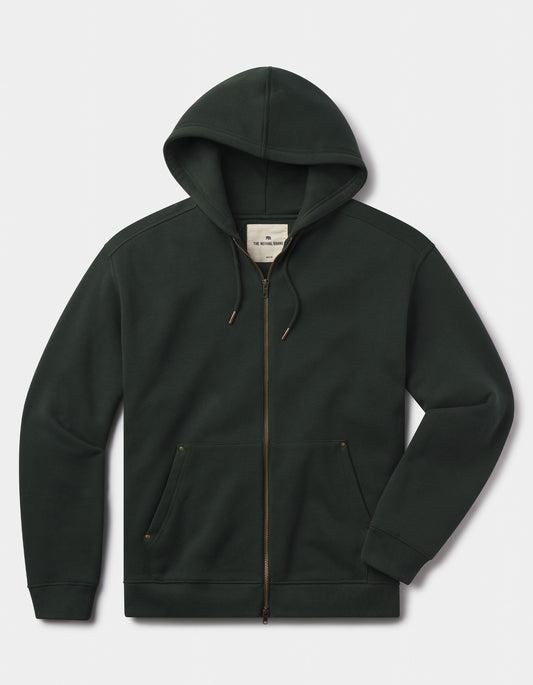 Normal Fleece Full Zip Hoodie in Varsity Green