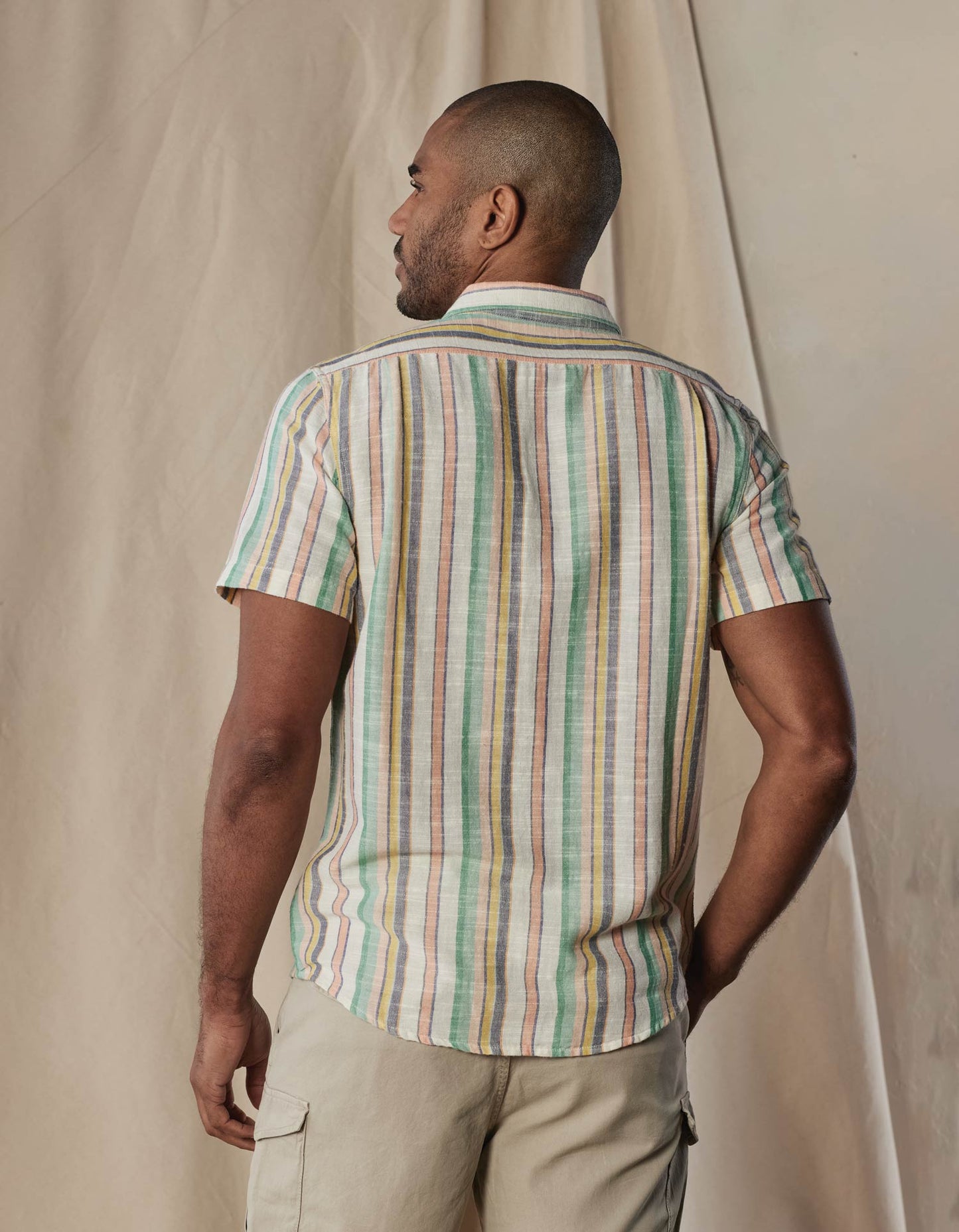 Freshwater Short Sleeve Button Up Shirt in Sherbet Stripe