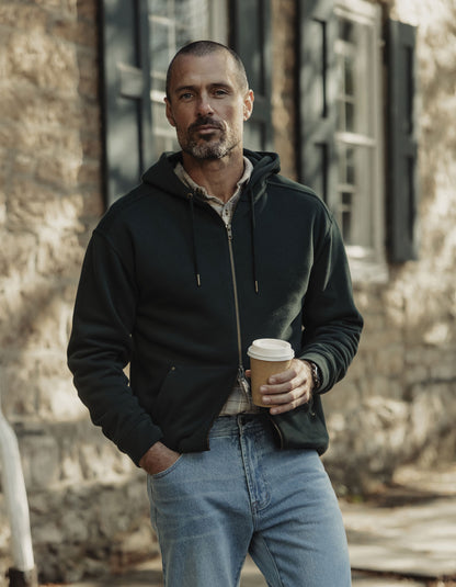 Normal Fleece Full Zip Hoodie in Varsity Green