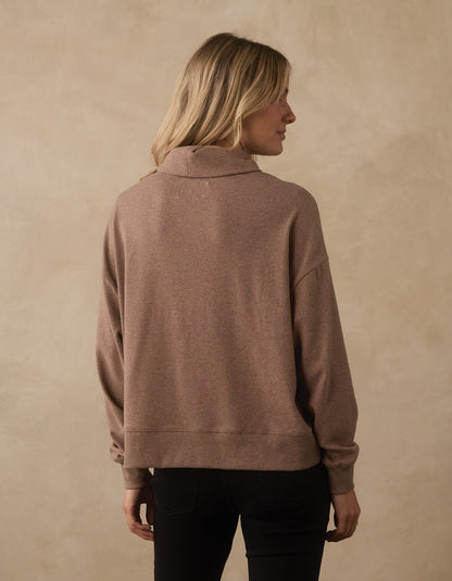 Puremeso Funnel Neck Pullover in Taupe