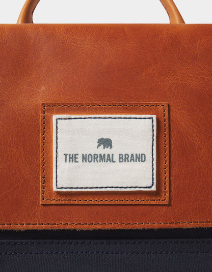 Top Side Leather Backpack in Navy