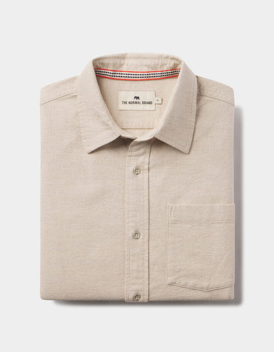 Fairbanks Brushed Chamois Button Up in Fossil