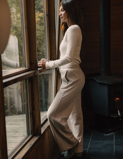 Fleece Puremeso Wide Leg Pant in Fawn