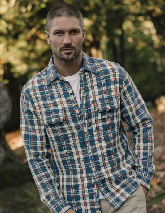 Mountain Textured Overshirt in Mineral Blue