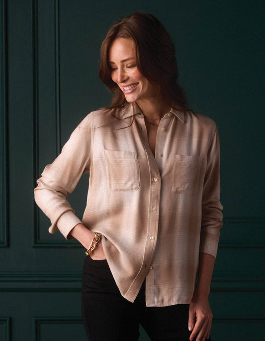 Harper Button Up in Cream Plaid