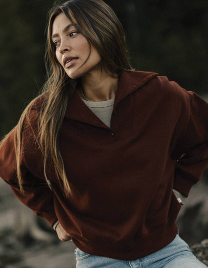 Normal Fleece Buttoned Popover in Spiced Brandy