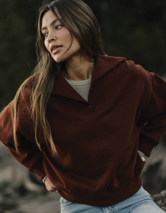 Normal Fleece Buttoned Popover in Spiced Brandy