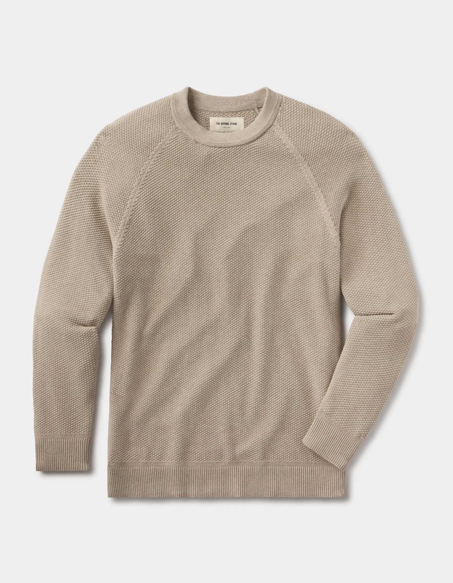 COOLMAX® Textured Crewneck Sweater in Flax