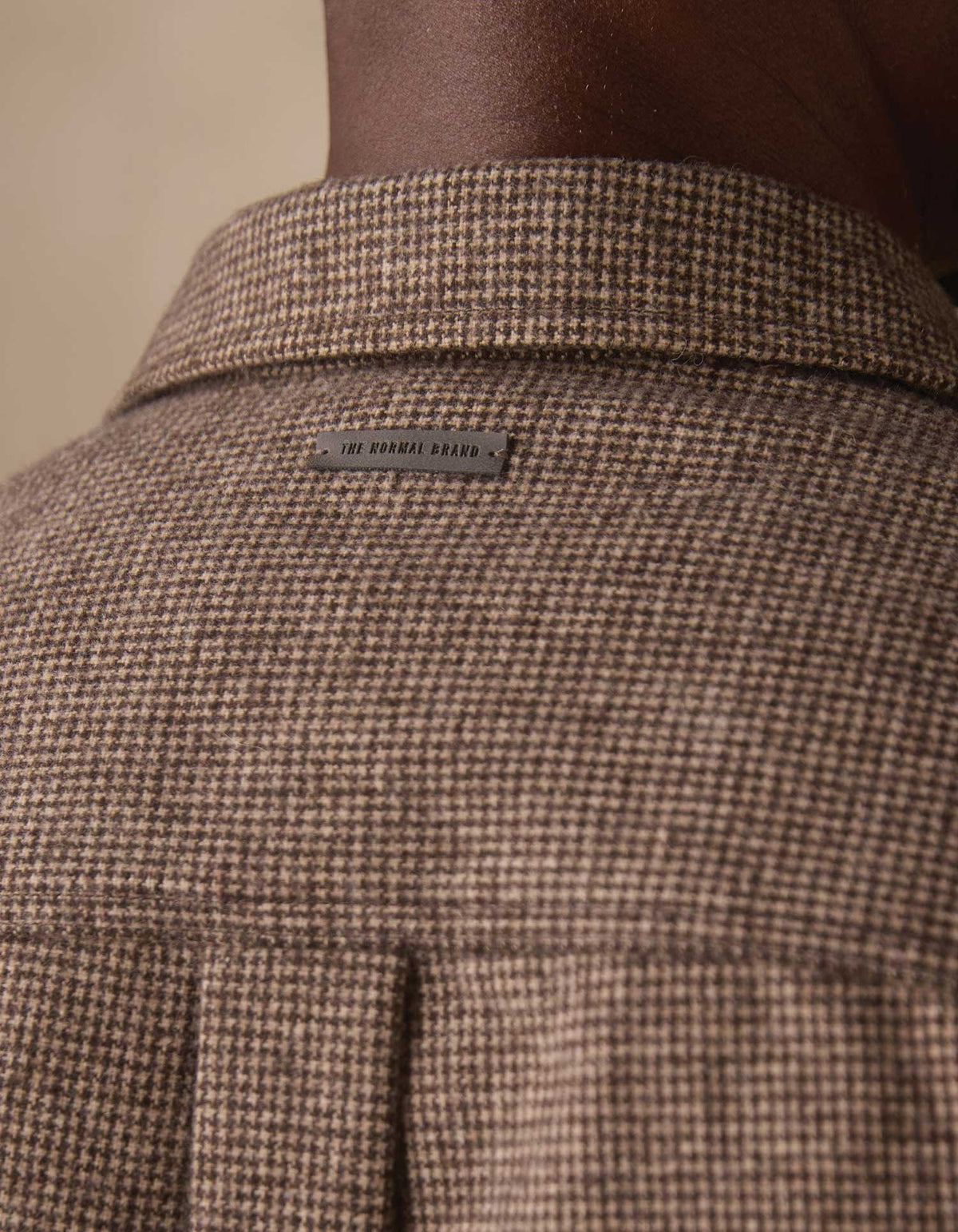 Houndstooth Overshirt in Khaki Multi