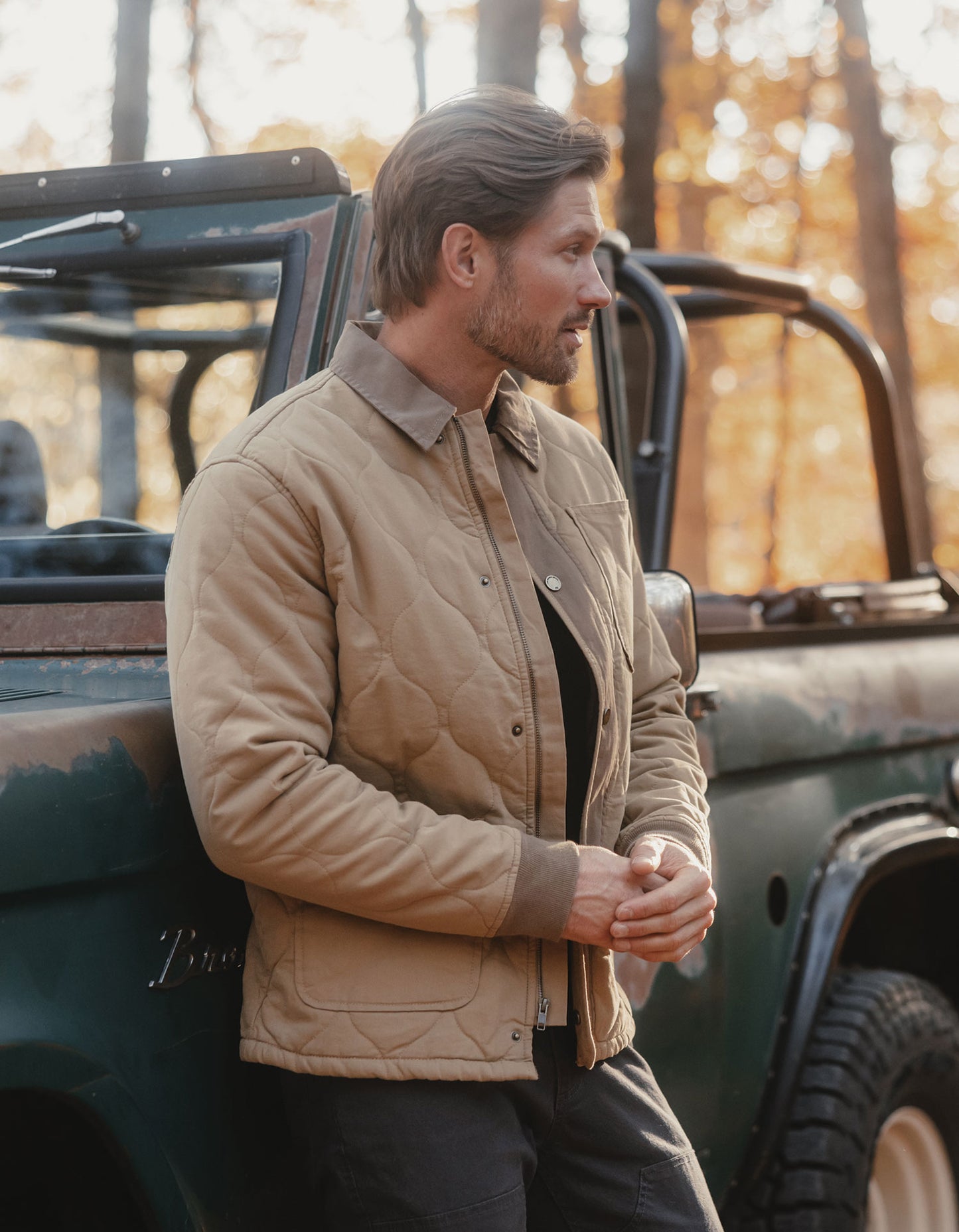 James Canvas Liner Jacket in Tan/Cedar
