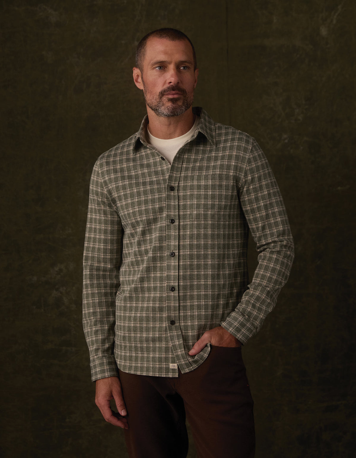 Stratus Knit Button Up in Juniper Plaid