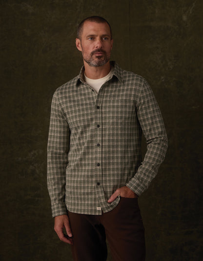Stratus Knit Button Up in Juniper Plaid
