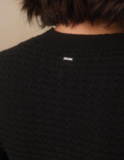 Olivia Pointelle Sweater Dress in Black