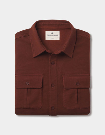 Comfort Terry Shirt Jacket in Spiced Brandy