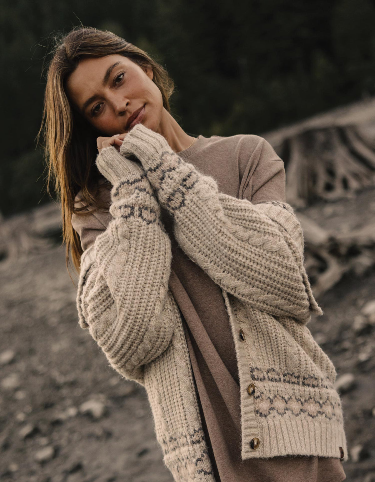 Millie Sweater Jacket in Cream Multi