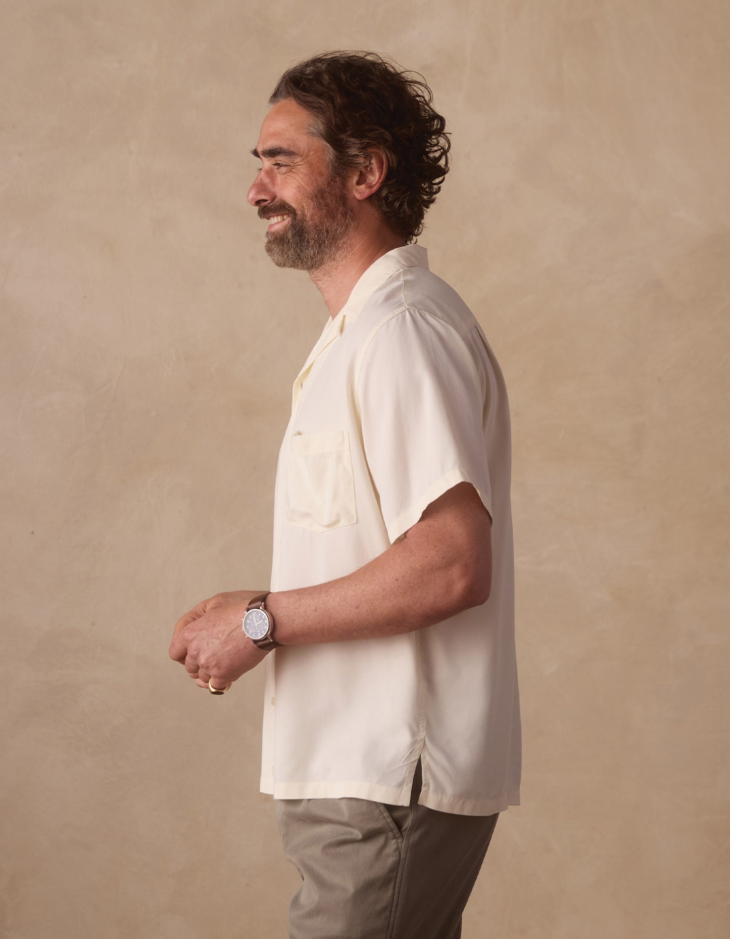 Sueded Costa Resort Shirt in Ivory