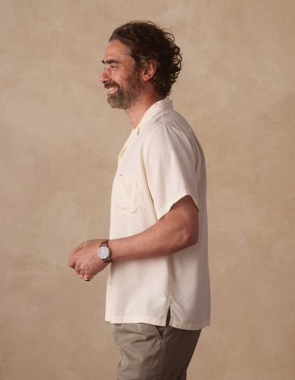 Sueded Costa Resort Shirt in Ivory