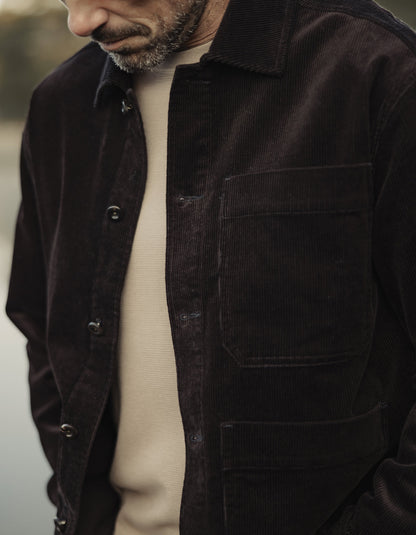 Comfort Cord Chore Coat in Dark Brown