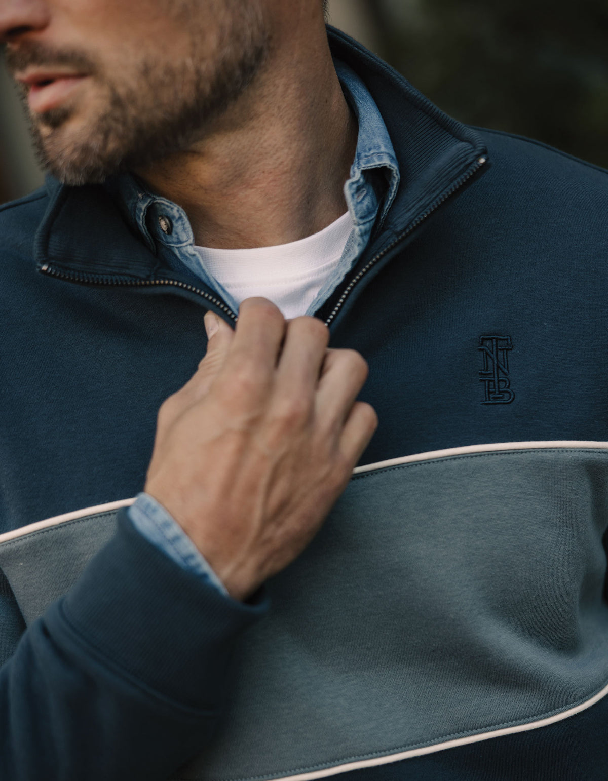 Normal Fleece Retro Quarterzip in Waterloo/Shale Blue