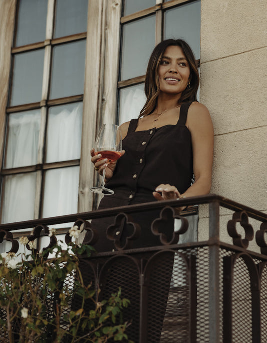 Leukos Linen-Blend Tank in Umber