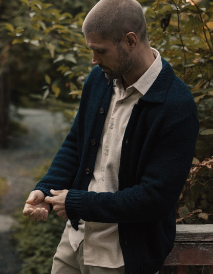 Pub Sweater Jacket in Navy / Grey Nep
