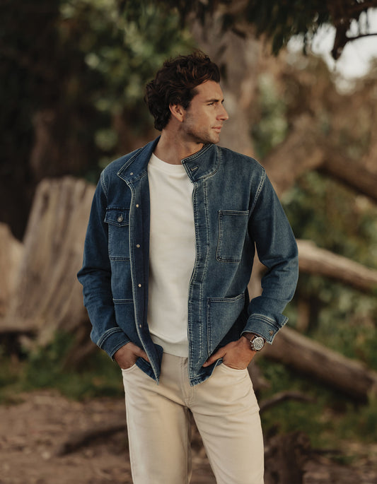 Comfort Terry Jean Chore Coat in Dark Wash