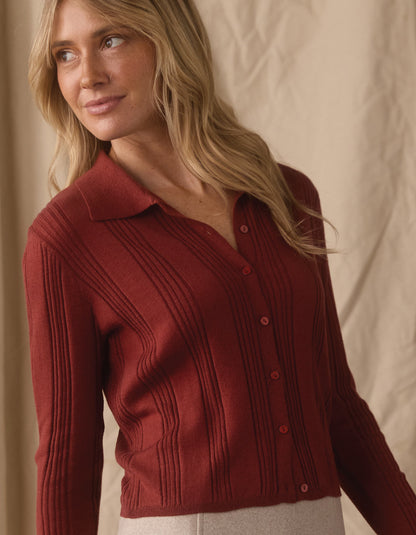 Ravello Knit Button Up in Cocoa
