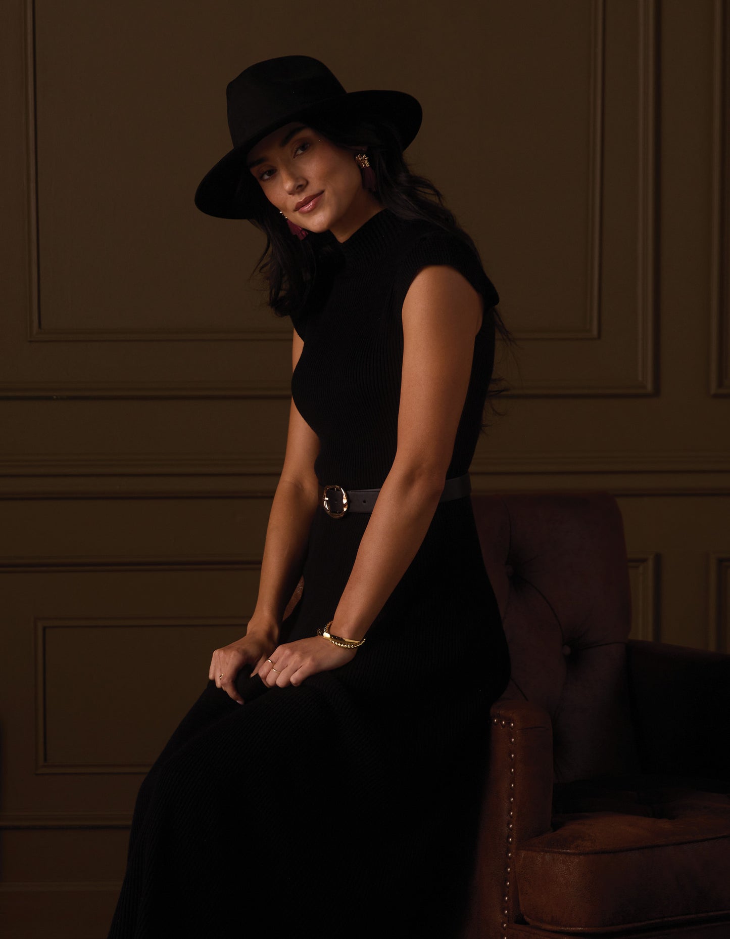 June Midi Sweater Dress in Black