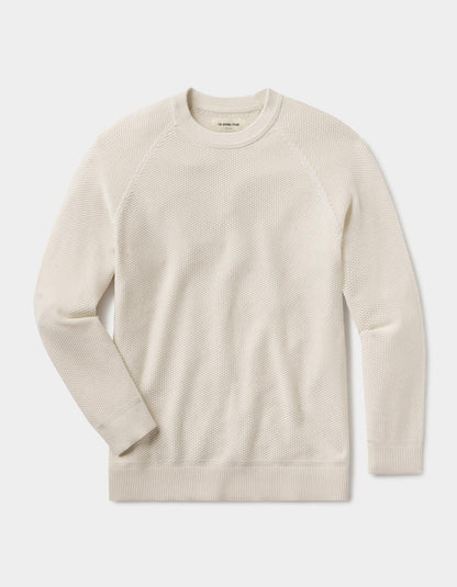 COOLMAX® Textured Crewneck Sweater in Ivory