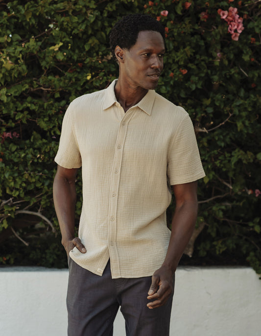 Kalo Short Sleeve Button Up in Pumice