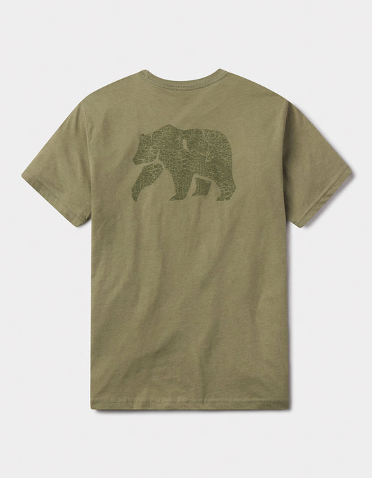 Highway Bear Tee in Light Olive