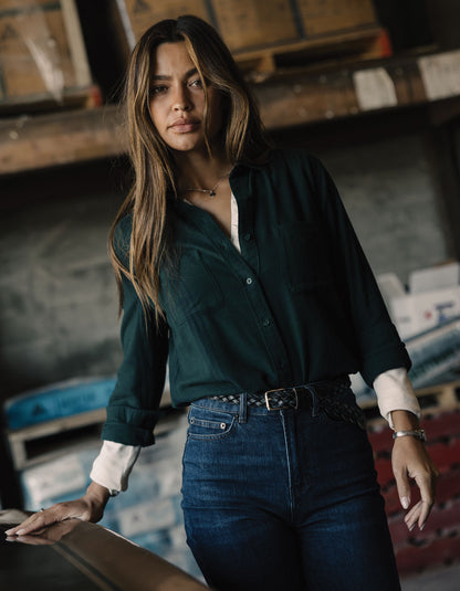 Softloom Flannel Button Up in Emerald Plaid