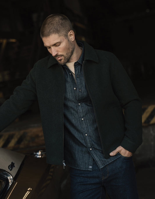 Harrison Felted Wool Jacket in Forest
