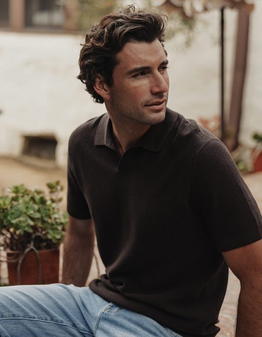 Breezeknit Polo in Dark Brown