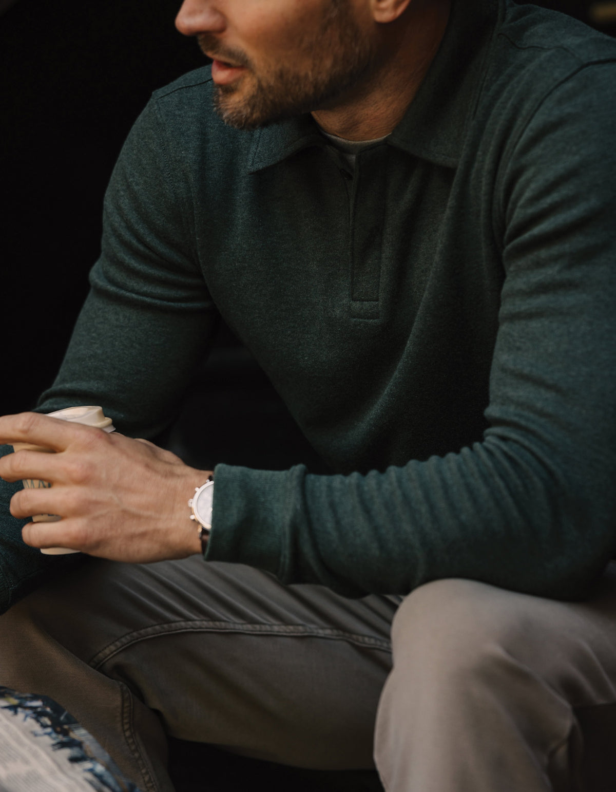 Fleece Puremeso Polo Popover in Varsity Green