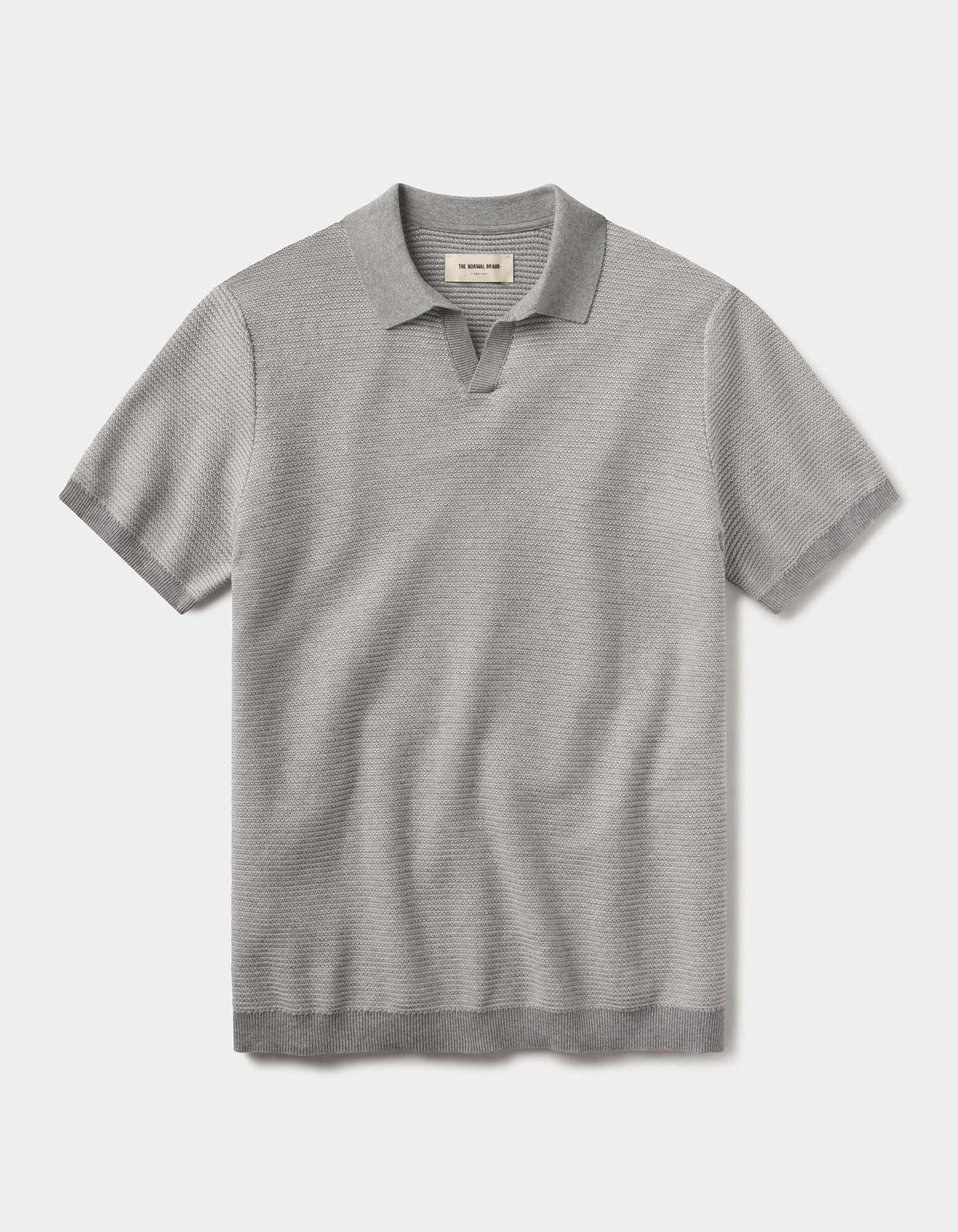 Robles Birdseye Knit Polo in Light Grey
