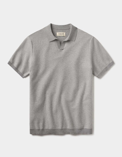 Robles Birdseye Knit Polo in Light Grey