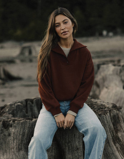 Normal Fleece Buttoned Popover in Spiced Brandy