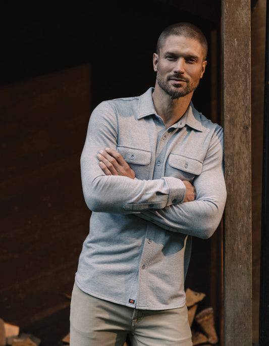 Textured Knit Shirt in Vintage Blue