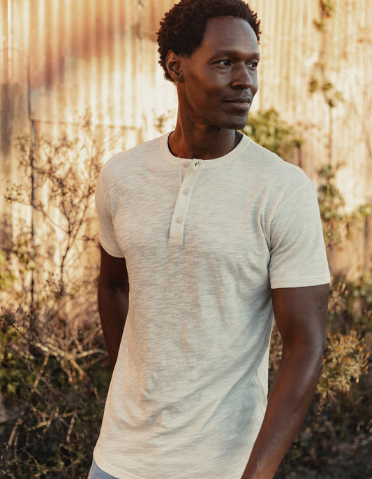Vintage Slub Henley in Pear Sorbet