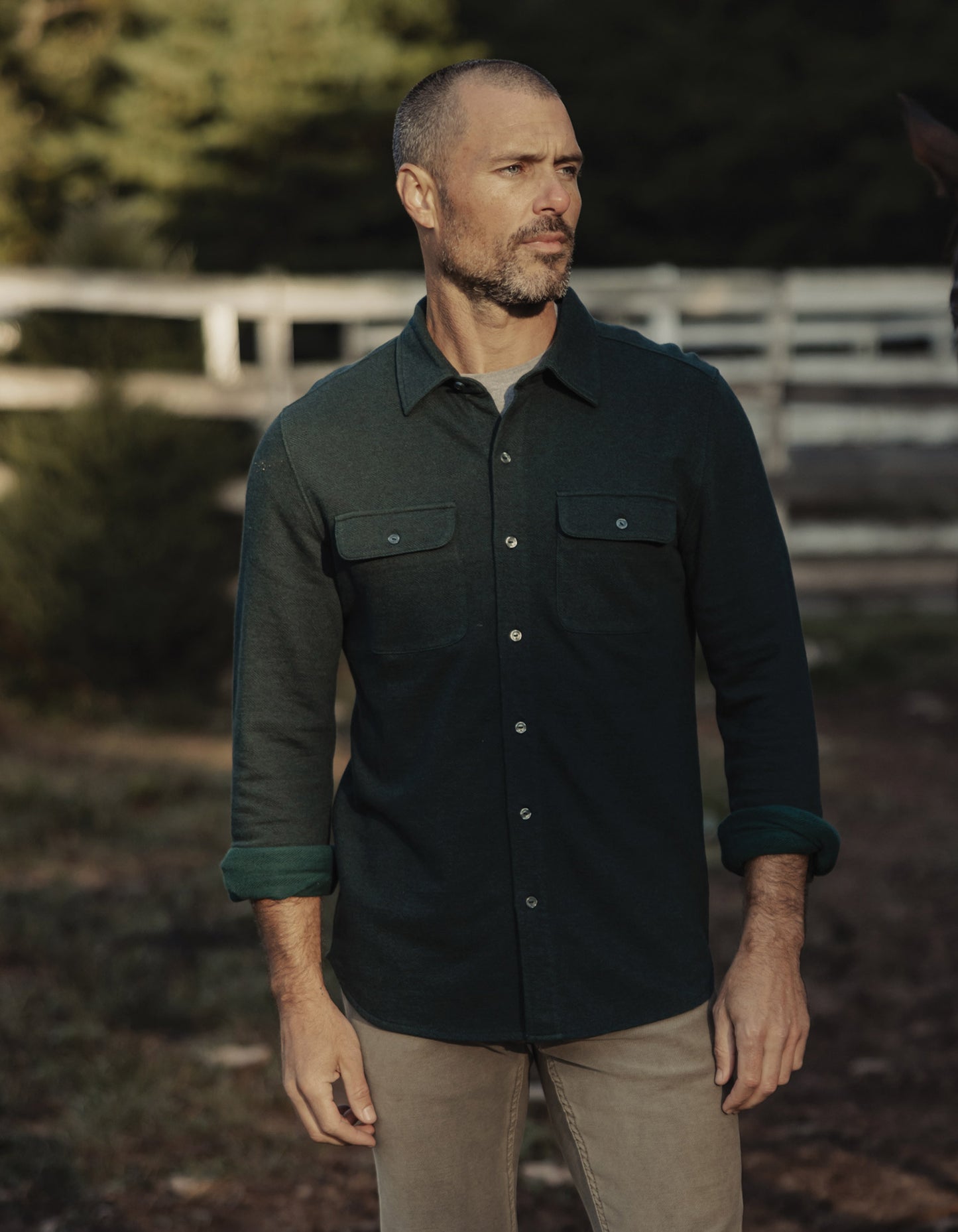 Textured Knit Shirt in Emerald
