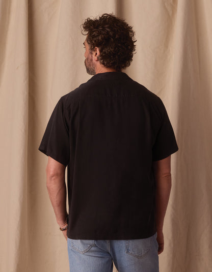 Sueded Costa Resort Shirt in Black