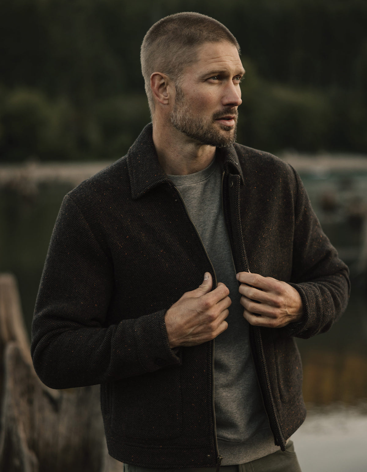 Howie Tweed Jacket in Dark Brown Multi