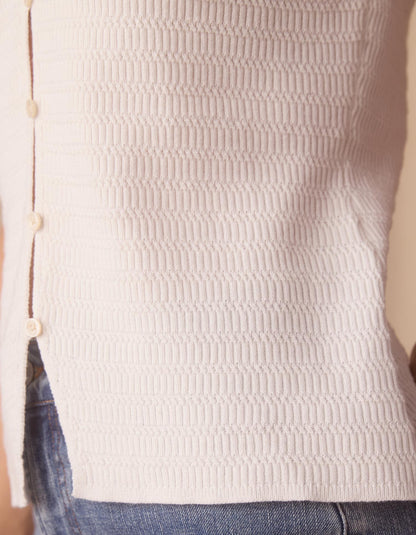 Clementine Button Front Tank in Ivory