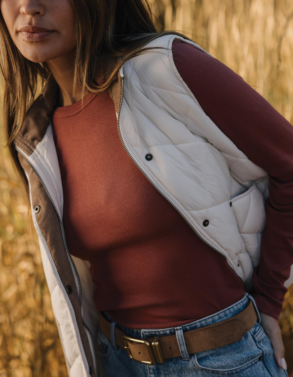 Normal Rib Long Sleeve Crewneck Tee in Cocoa