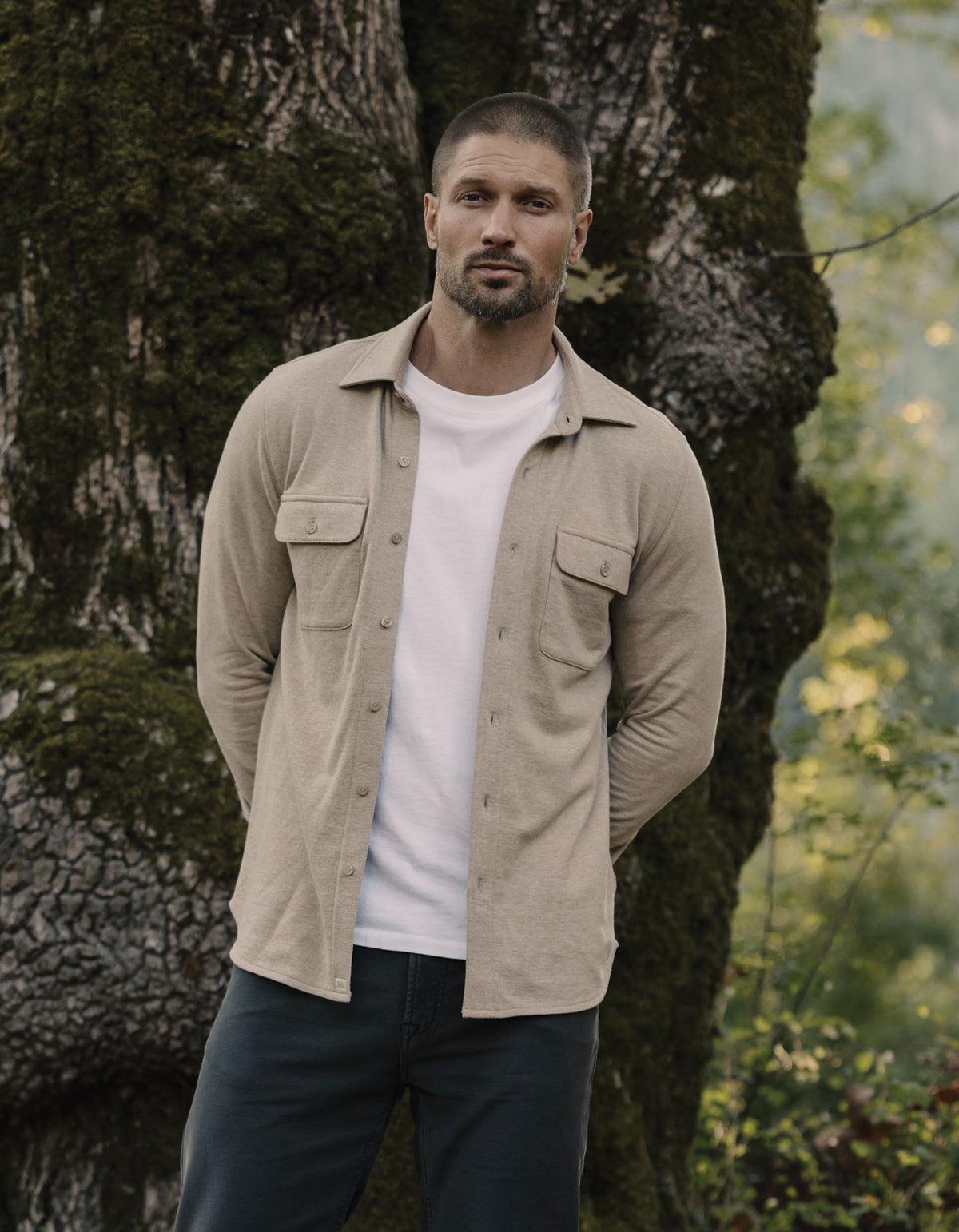 Textured Knit Shirt in Oat