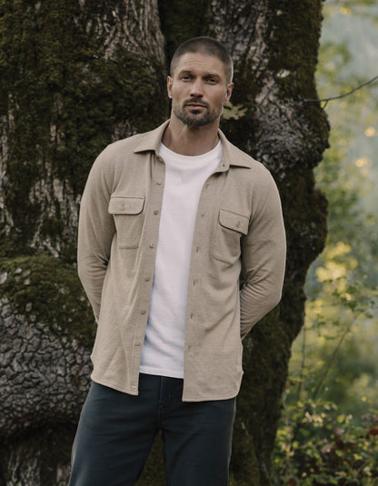 Textured Knit Shirt in Oat