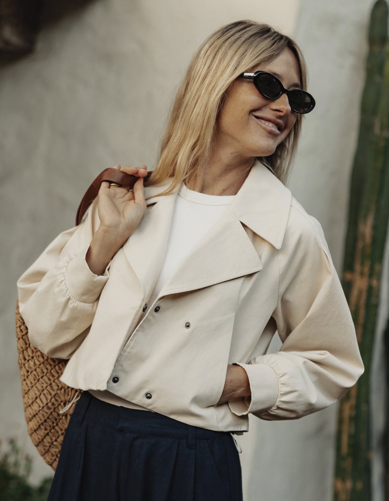 Gia Lapel Cropped Jacket in Chalk – The Normal Brand