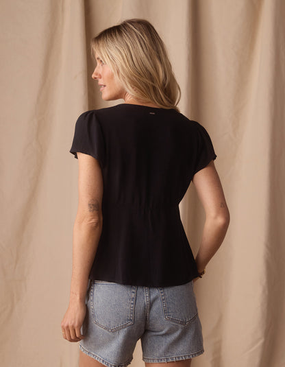 Aria Crepe Emily Blouse in Black