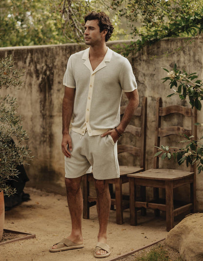 Robles Birdseye Knit Short in Cream/Grey
